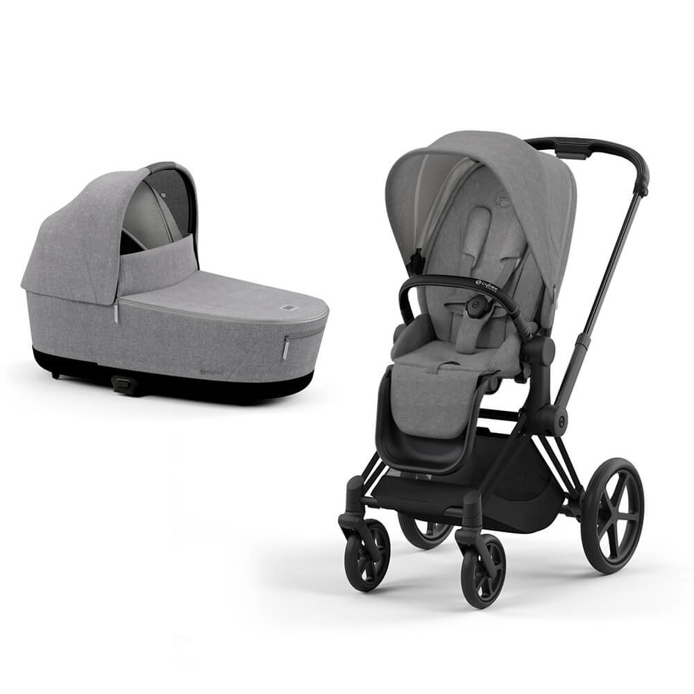 עגלה משולבת סייבקס פריאם 4 | שלדה ניקל עם ידית שחורה | בד מלאנג’ – 4 Cybex Priam