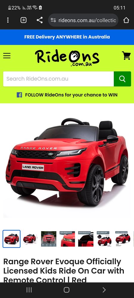 ריינג'; רובר discovery 12v 2 מקומות עם שלט הורים. כולל כל התוספות