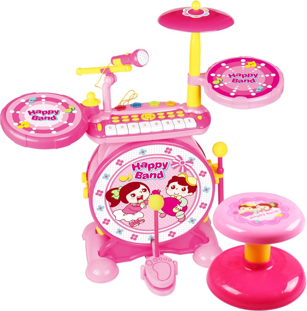 BAOLI ערכת תופי ג';אז אלקטרונית לילדים כלי נגינה ילד ובת כלי נגינה אלקטרונית לילדים עם מקלדת פסנתר ומיקרופון