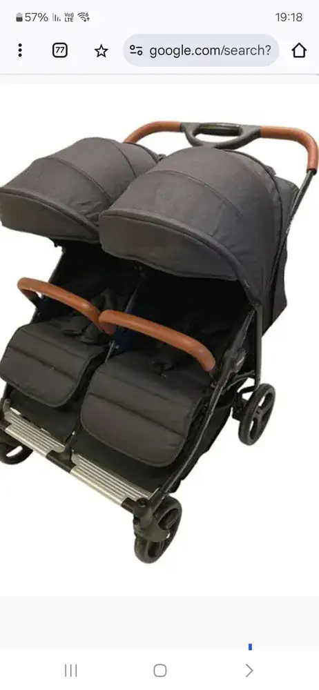 עגלת תאומים/אחים דובלו מבית אינפנטי INFANTI DOBLO צבע אפור\שחור