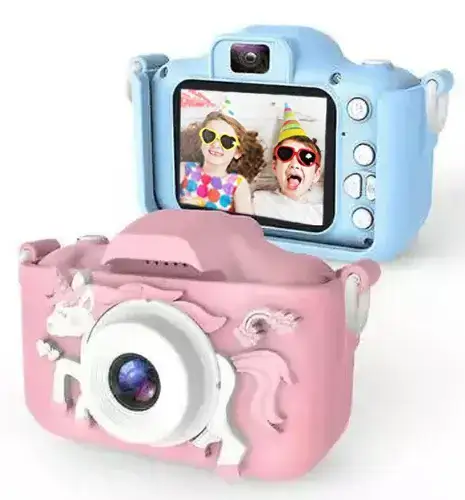 מצלמה לילדים - תמונות ווידאו 1080P.מצלמה לילדים עם תמונות ווידאו כרטיס זיכרון + כיסוי סיליקון מצלמה קומפקטית לילדים