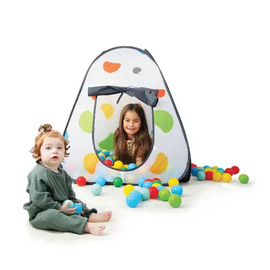 אוהל משחק צבעוני עם 100 כדורי משחק צבעוני