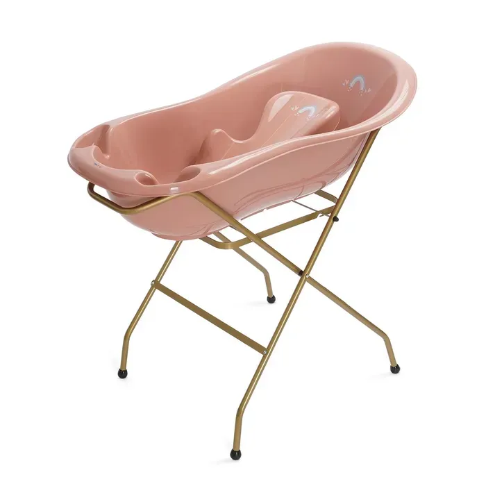 ערכת אמבטיה טגה בייבי 102 ס”מ ליין קשת בענן | אמבטיה + מושב אמבטיה + מעמד זהוב – Tega Baby