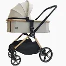 עגלת תינוק -ג';אנה JANE מבית UNO צבע שמנת מרכב רוז גולד עגלה משולבת הכוללת אמבטיה וטיולון דו כיווני בעיצוב מדהים