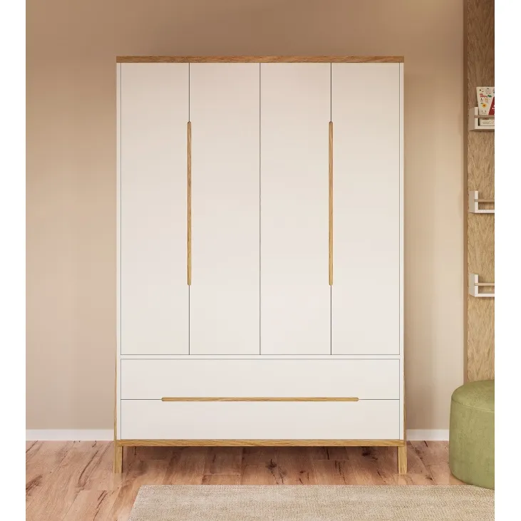 ארון יפהפה רומא שילוב לבן עם טבעי 4 דלתות מבית שניר מוצרי תינוקות