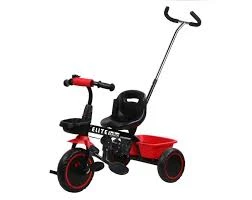 תלת אופן אינפנטי איכותי עם מוט שילדת מתכת גלגל קדמי 10"; גילאי 1.5-4 שנים