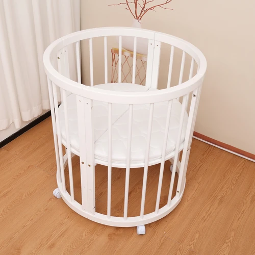 עריסה +מיטת תינוק מעץ 3 ב 1 מעץ צבע: לבן המחיר כולל את כל החלקים כולל המזרנים!!