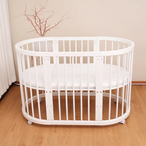 עריסה +מיטת תינוק מעץ 3 ב 1 מעץ צבע: לבן המחיר כולל את כל החלקים כולל המזרנים!!