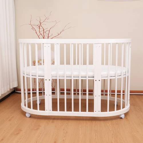 עריסה +מיטת תינוק מעץ 3 ב 1 מעץ צבע: לבן המחיר כולל את כל החלקים כולל המזרנים!!