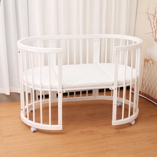 עריסה +מיטת תינוק מעץ 3 ב 1 מעץ צבע: לבן המחיר כולל את כל החלקים כולל המזרנים!!