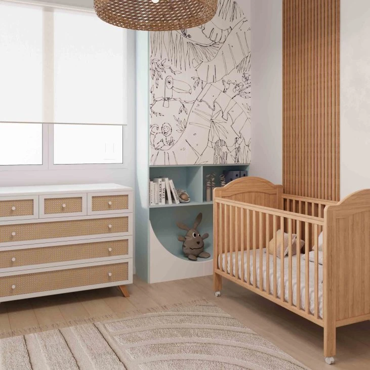 חדר לתינוק קאייפטאון לבן ראטן טבעי- טריקה שקטה- COLLECTION 2025 !!