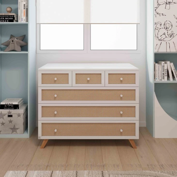 חדר לתינוק קאייפטאון לבן ראטן טבעי- טריקה שקטה- COLLECTION 2025 !!