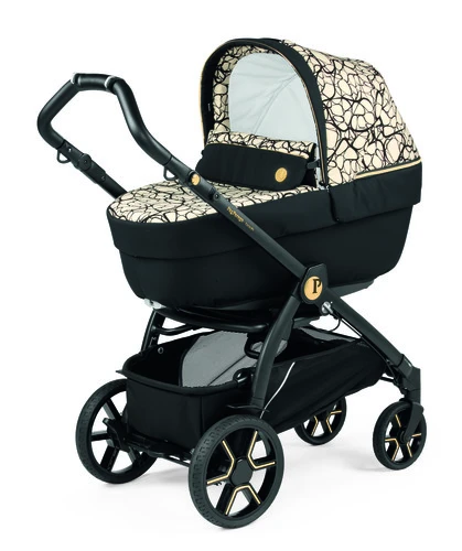 עגלה לתינוק Book Lounge Modular - Graphic Gold Peg perego עגלת תינוק מודולרית מבית Peg Perego הכוללת שלדה, מושב טיולון ואמבטיה.