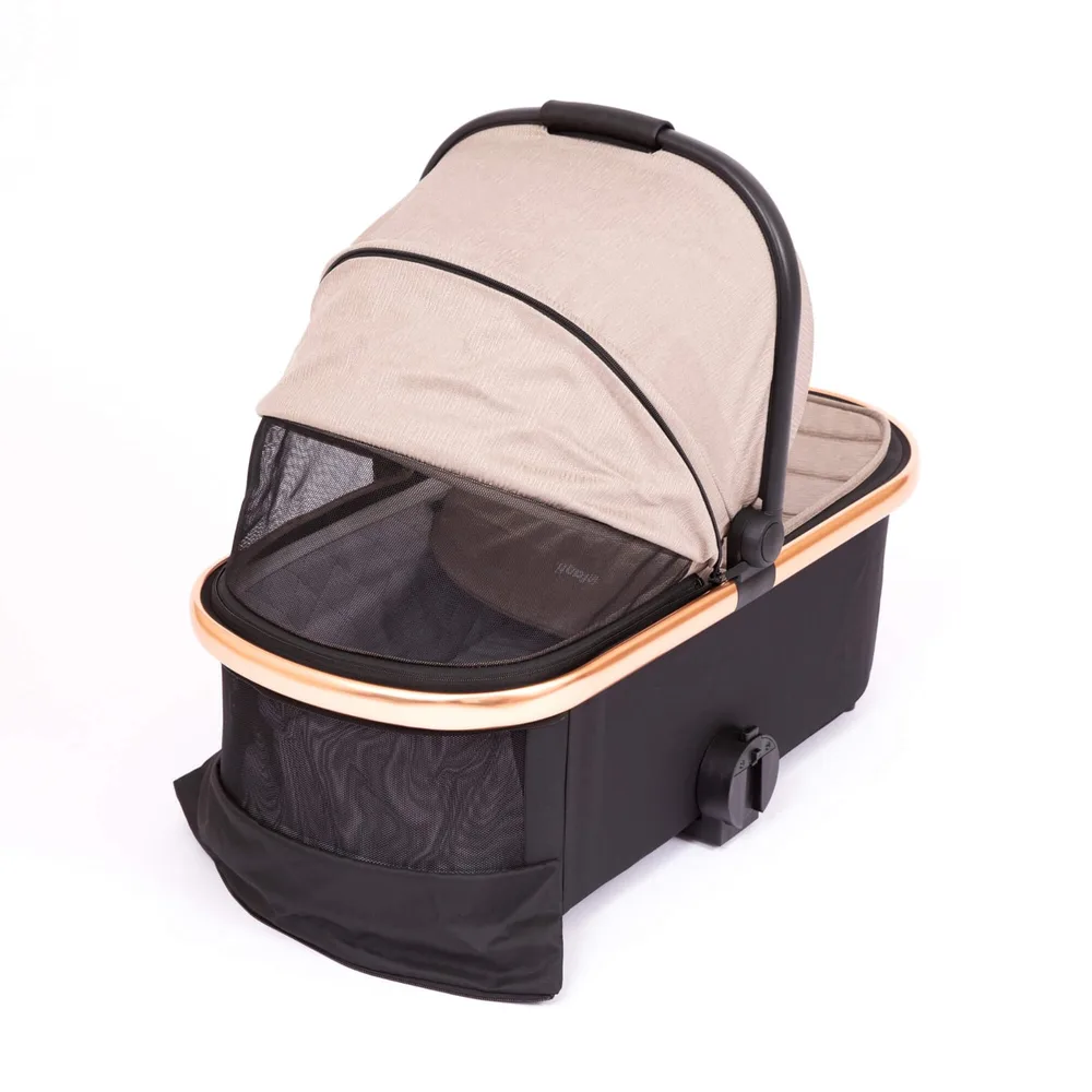 Infanti אינפנטי עגלת תינוק משולבת כולל אמבטיה וטיולון דגם Leona ליאונה צבע העגלה רוזגולד-שמנת כולל עריסה