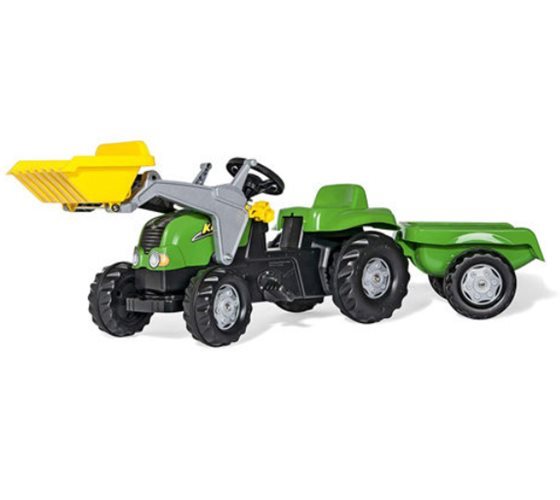 טרקטור פדלים לילדים תוצרת מותג האיכות הגרמני ROLLYTOYS הכולל כף גדולה ועגלה ענקית