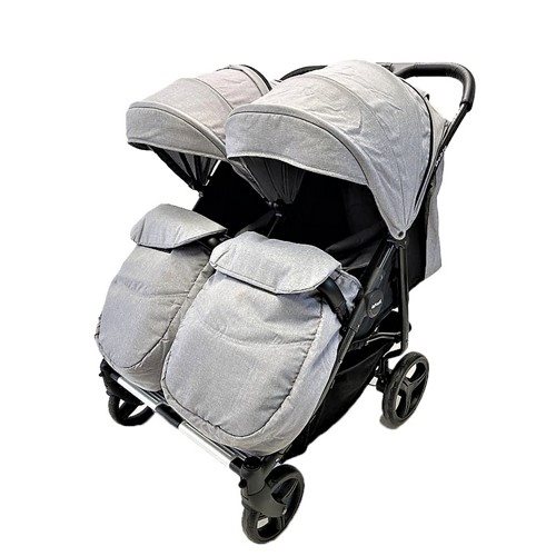 עגלת תאומים/אחים דובלו מבית אינפנטי INFANTI DOBLO צבע אפור\שחור
