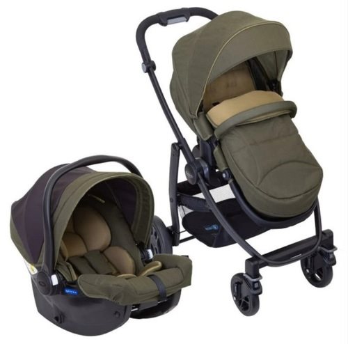 סט עגלת תינוק 2 חלקים אבו EVO עם מערכת קליק קונקט וסלקל i-Size - חאקי גרקו