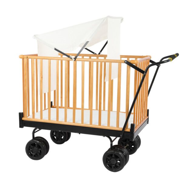 עגלול עץ מתקפל עם גגון XXL, מזרן ואישור תקן ישראלי -