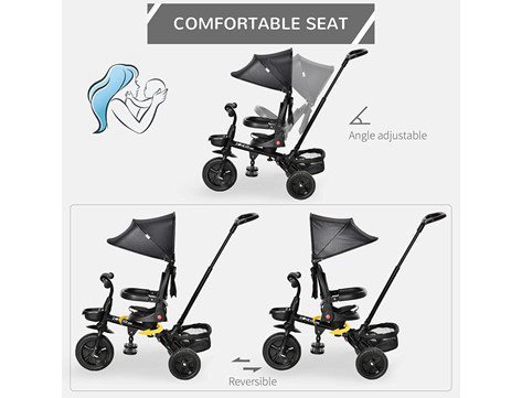 תלת אופן מהמם ביופיו 4 ב- 1 מתקפל דו צדדי דגם עלית אפור Infanti בצבע הכל שחור