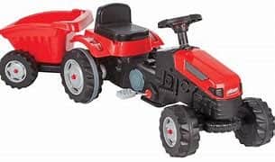 טרקטור פדלים איכותי ביותר מבית ';PILSAN'; עם עגלה נגררת לגילאי 2.5+ צבע אדום