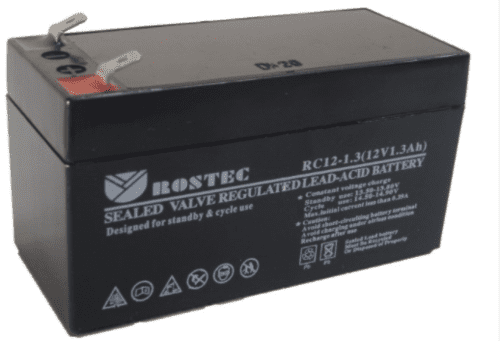 מצבר עופרת 12 וולט 1.3 אמפר/שעה Rostec
