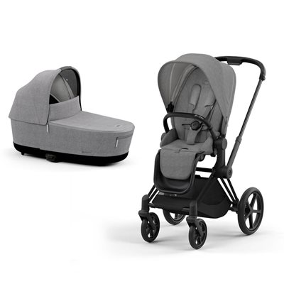 עגלה משולבת סייבקס פריאם 4 | שלדה ניקל עם ידית שחורה | בד מלאנג’ – 4 Cybex Priam