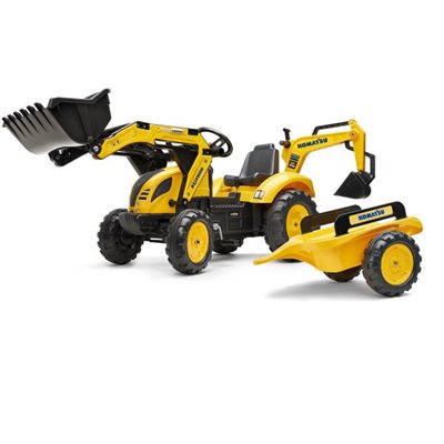 טרקטור פדלים וורסאטילי ענק מבית מותג האיכות FALK' הכולל כף קדמית ואחורית וכן עגלת משא להענקת חוויה מושלמת לילדכם