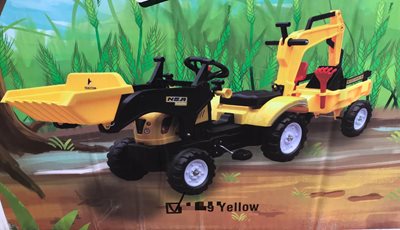 טרקרטור ענק 179 ס"מ אורך! הכולל כף קידמית עולה יורדת באגר אחורי ועגלה עם את וכף חפירה