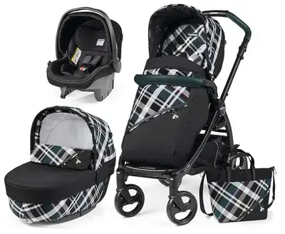 סט עגלה תינוק בוק פלוס עלית פרימיום Elite Premium מהדורה מיוחדת - צבע Tartan‏ כולל תיק ללא סלקל