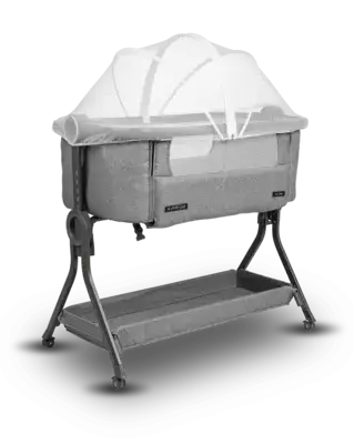 עריסה נצמדת למיטה עלמה Alma אפור מלנג'  מעוצבת של חברת Sport line