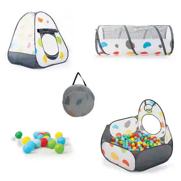 אוהל משחק עם מנהרה ובריכת כדורים