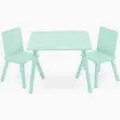 שולחן איכותי עם שני כסאות בצבע טבעי, לבן או ירוק פסטל