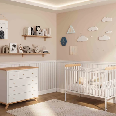 חדר לתינוק טורנטו לבן טבעי- טריקה שקטה , עולה על כל דמיון עם עיצוב מרהיב ושילובי צבעים היסטרי. תתכוננו להתאהב!