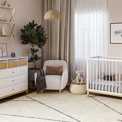 חדר לתינוק ליסבון- טריקה שקטה חדר שינה בסגנון מודרני עכשווי, עם שידת סלסלות