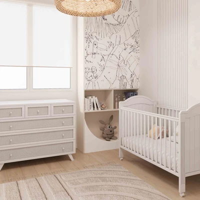 חדר לתינוק קאייפטאון ראטן לבן – טריקה שקטה- COLLECTION 2025 !!