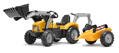 טרקטור פדלים וורסאטילי ענק מבית מותג האיכות FALK' הכולל כף קדמית ואחורית וכן עגלת משא להענקת חוויה מושלמת לילדכם