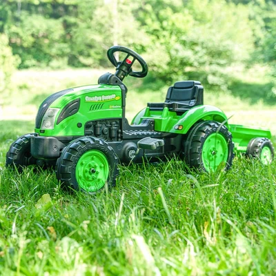 טרקטור עם עגלה מבית FALK לגילאי 3+ צבע ירוק\צהוב