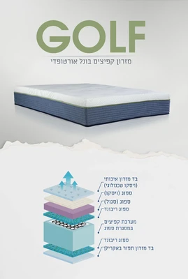 מזרן זוגי קפיצים בונל אורטופדי דגם GOLF בעל 7 שכבות