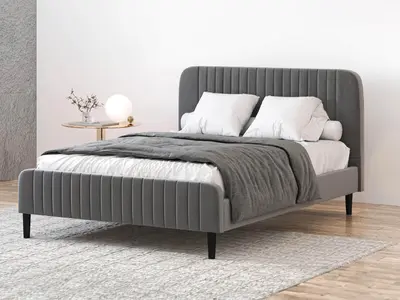 מיטה וחצי לנוער מרופדת כולה בסיס מתכת 120/190 דגם סוואנה SAVANA במבחר צבעים בג',אפור,שחור