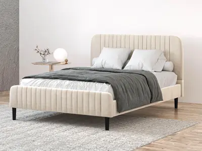 מיטה וחצי לנוער מרופדת כולה ראש גבוה בסיס מתכת 120/190 דגם סוואנה SAVANA במבחר צבעים בג',אפור,שחור