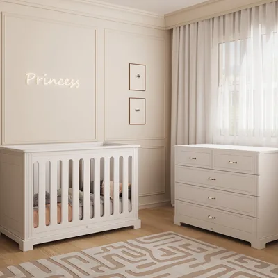 STUDIO BOUTIQUE COLLECTION חדר שינה לתינוק פרינסס חדר פרינסס הוא ביטוי מדויק ליוקרה שקטה, עיצוב על־זמני ועבודת יד מוקפדת –