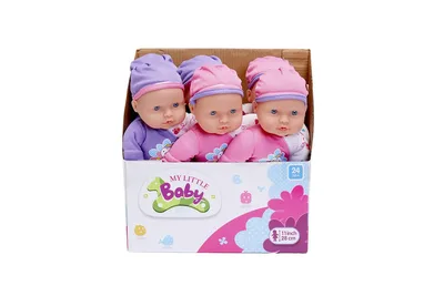 בובת תינוק 28 ס”מ הבובה מגיעה ב- 2 דגמים של בגדים סגול וורוד כהה