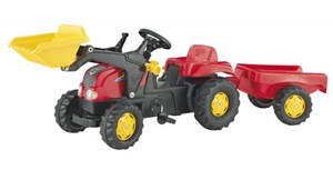 טרקטור פדלים לילדים תוצרת מותג האיכות הגרמני ROLLYTOYS הכולל כף גדולה ועגלה ענקית