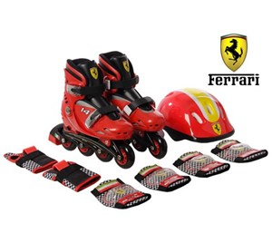 סט רולר פרארי!! איכותי ביותר וכולל קסדה+רולר+מגיני ברך+ מגיני ידיים!!