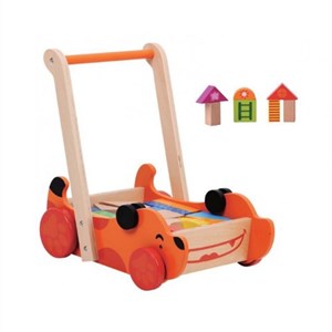 עגלת קוביות מעץ בצורת כלב עם ידית המשמשת כהליכון לפעוטות!! מוצר מנצח מבית האיכות פיט טויס FitToys