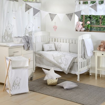 סט מצעים 3 חלקים “ פו הדב אפור-לבן״