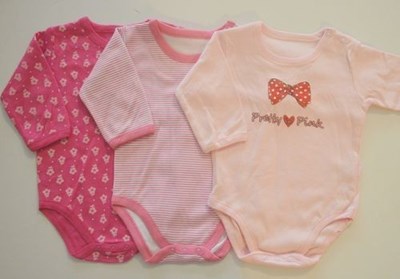 סט 3 בגדי גוף פלנל במגוון דוגמאות שרוול ארוך 100% כותנה מבית כותי 6-24 חודשים