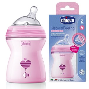 בקבוק נטורל פילינג צבעוני - NaturalFeeling bottle 2m+ 250 ml צ'יקו Chicco