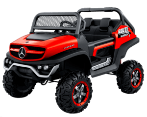 גיפ' 24V Mercedes Unimog אדום גיפ’ באגי ענק ממותג MERCEDES עם 2 מושבים הגיפ’ צבוע בצבע מיוחד