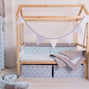 סט מצעים למיטת תינוק כחול כוכבים מיננה